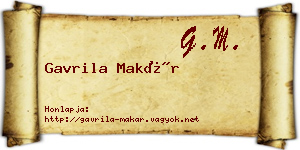 Gavrila Makár névjegykártya